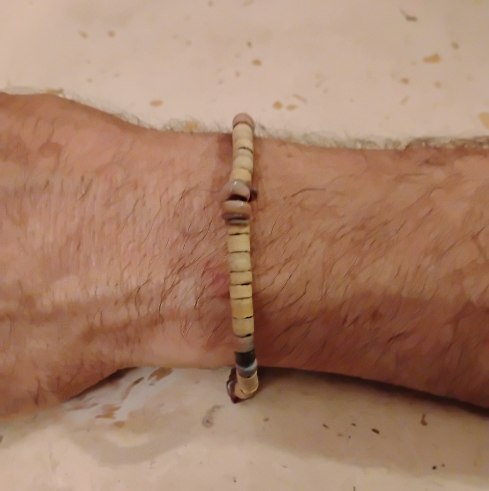 Beaded Bracelet with Natural Tan Brown Tones And Stones On Elastic Unisex